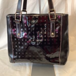 EUC Arcadia genuine patent leather black shoulder bag